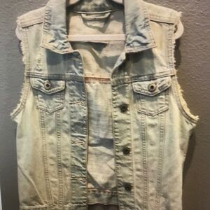 Light Wash Denim Sleeveless Vest